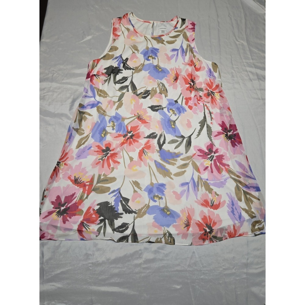 Calvin Klein‎ Sleeveless Shift Dress Floral Colorful Midi Womens 22W Lined NWT